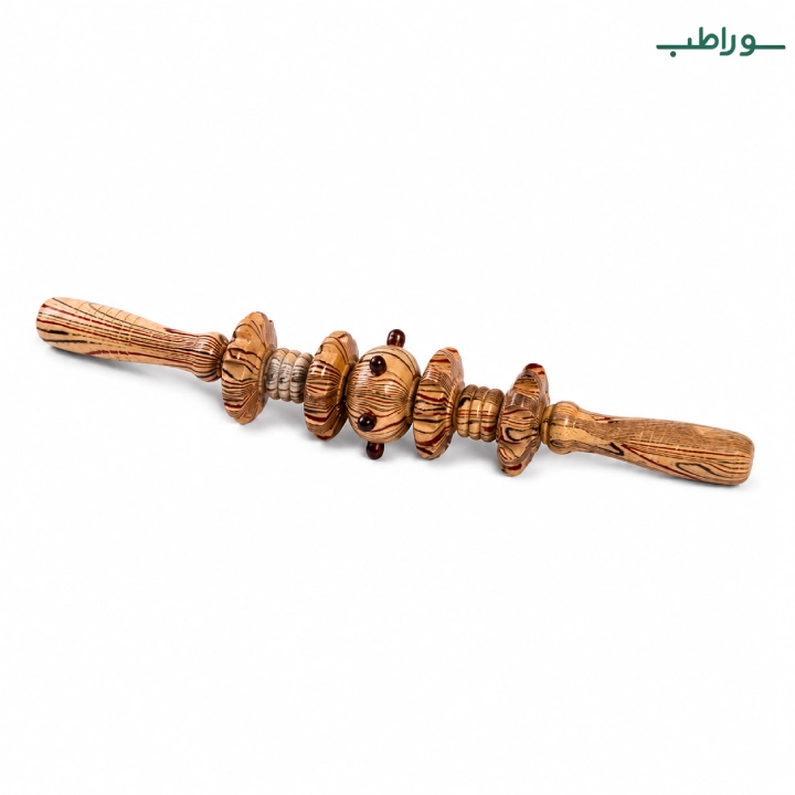 وردنه چوبی ماساژ آجدار ۵ غلطک چرخان