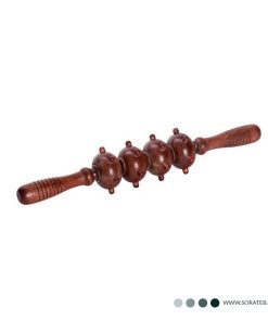 وردنه ماساژ چوبی آجدار چهار غلتکی