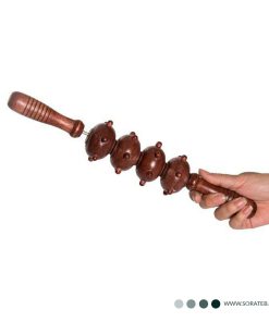 وردنه ماساژ چوبی آجدار چهار غلتکی