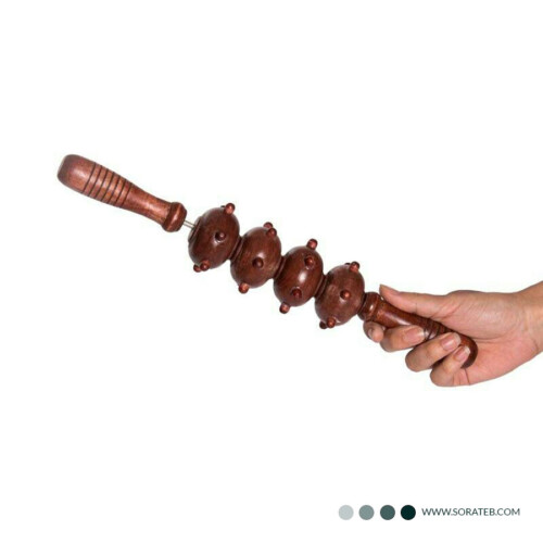 وردنه ماساژ چوبی آجدار چهار غلتکی