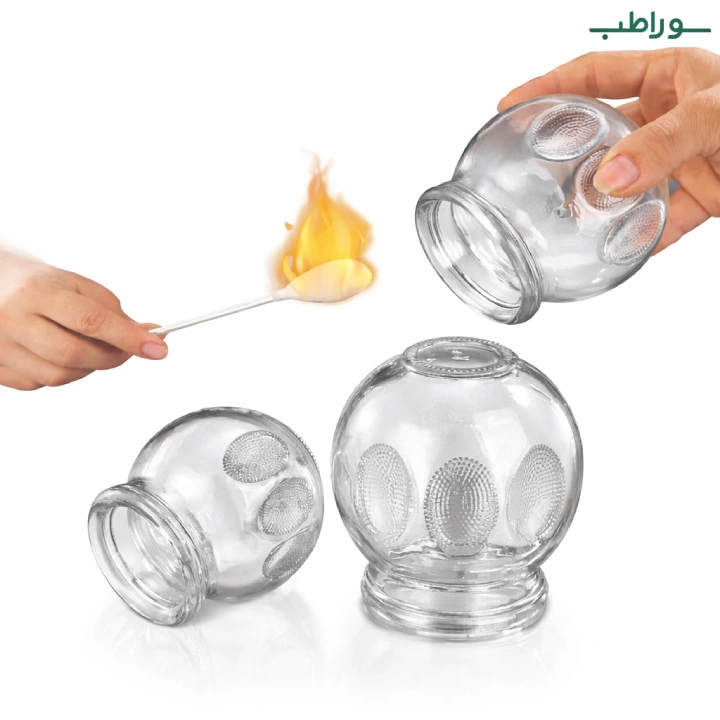 لیوان بادکش شیشه‌ای مقاوم حرارتی مدل کلاسیک | کاپ بادکش گرم ۵ سایز