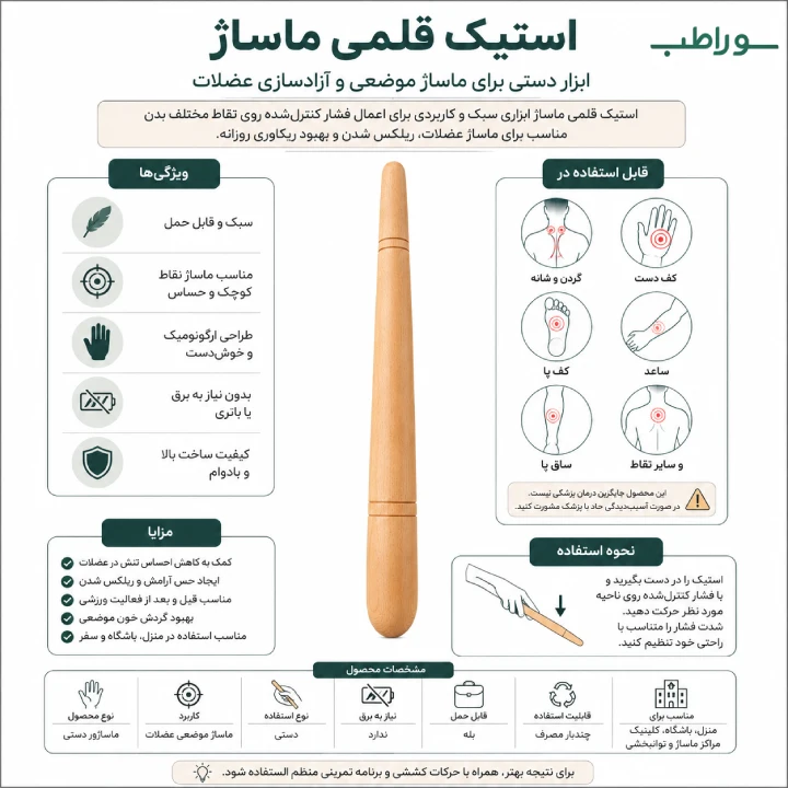 استیک قلمی ماساژ بزرگ | ماساژور نقاط ماشه‌ای و عضلات بدن