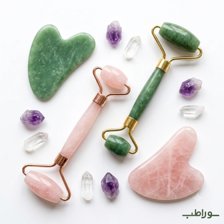 ماساژور صورت سنگ اصلی جید رولر و گواشا طبیعی