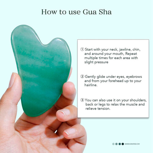 ماساژور صورت سنگ اصلی جید رولر + سنگ گواشا Relax