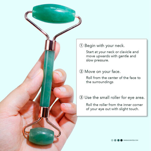 ماساژور صورت سنگ اصلی جید رولر + سنگ گواشا Relax