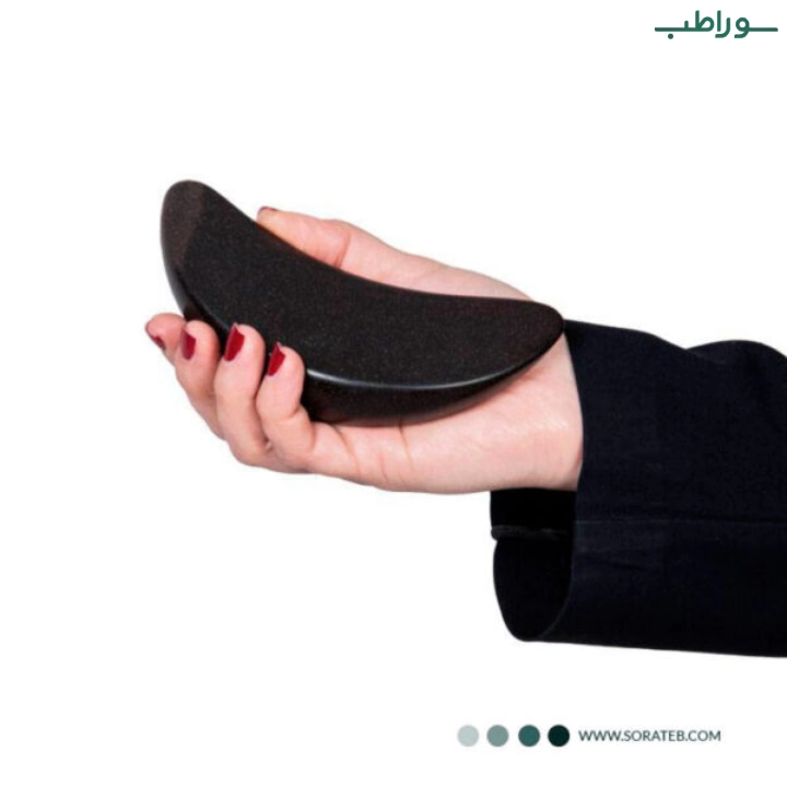 سنگ ماساژ هلالی شکل بازالتی مخصوص ماساژ ران و ساق پا 180 گرمی