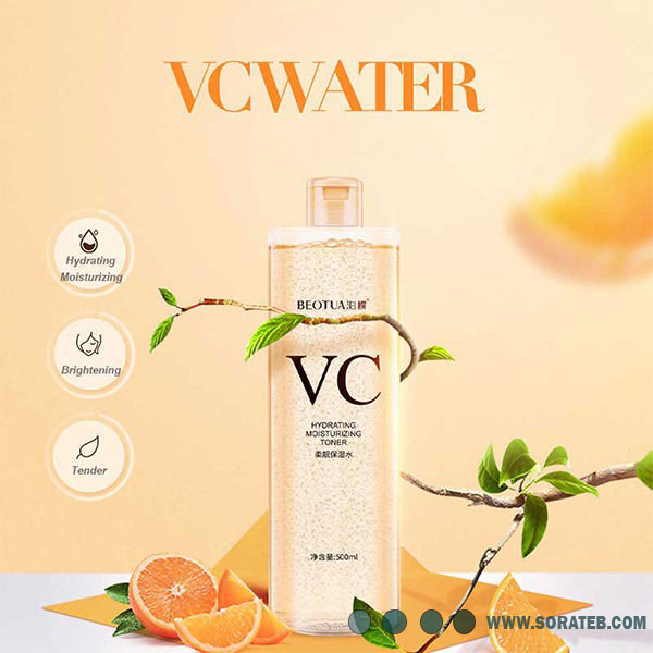 تونر صورت آبرسان و روشن‌کننده VC مدل ویتامین C BEOTUA حجم 500 میل