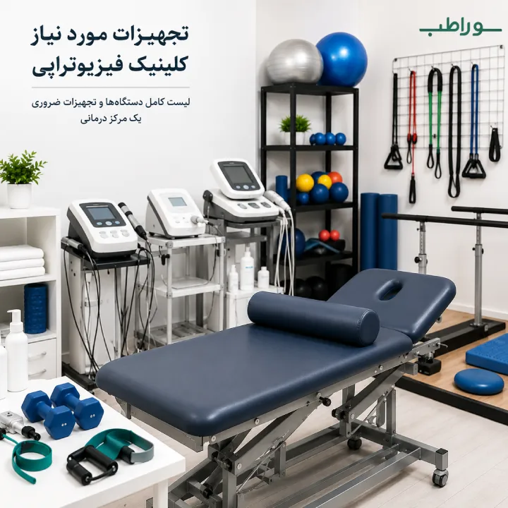 تجهیزات مورد نیاز کلینیک فیزیوتراپی  راهنمای جامع انتخاب دستگاه‌ها و تجهیزات ضروری
