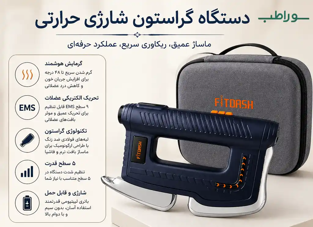 دستگاه گراستون شارژی حرارتی ۵ کاره Fitdash FA811 | نور قرمز ،IASTM و EMS