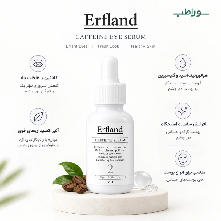 سرم کافئین ارفلند _ تغذیه پوست دور چشم