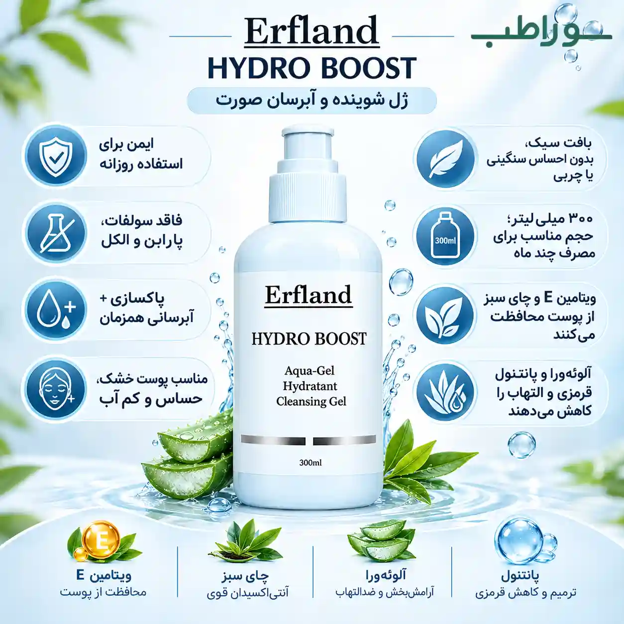 آکواژل ارفلند _ ژل شستشو هیالورونیک هیدروبوست