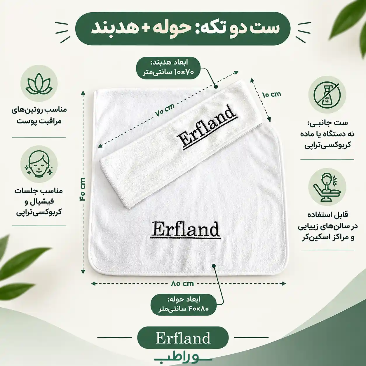 ست حوله و هدبند ارفلند _ ست دو تکه