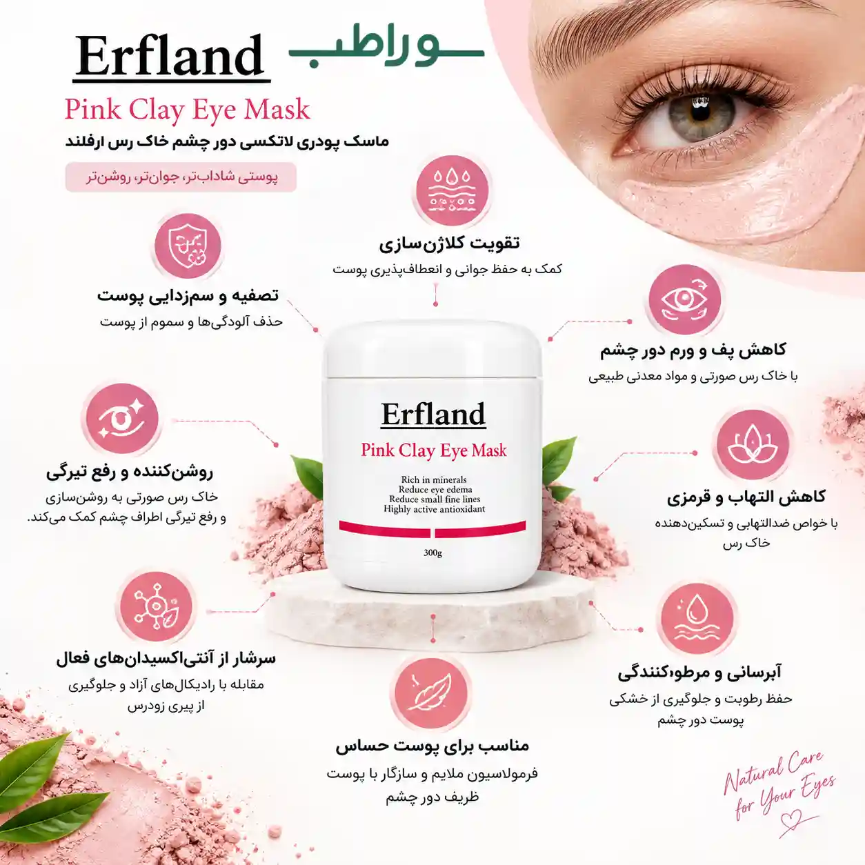 ماسک دور چشم خاک رس ارفلند _ ماسک پودری لاتکسی